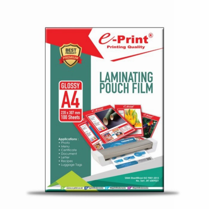 Plastik Laminating A4 E-PRINT